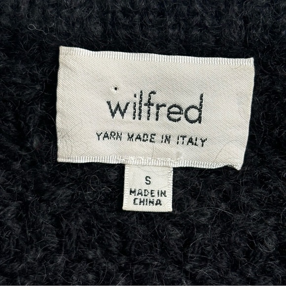 Wilfred Wool Mohair V-Neck Cable Knit Long Sleeve Sweater Oversized Small Black - Picture 8 of 13